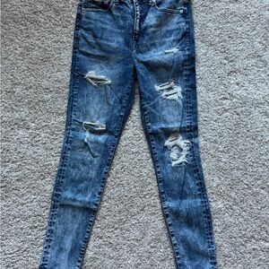 American Eagle Outfitters Blue Ripped Skinny Jeans